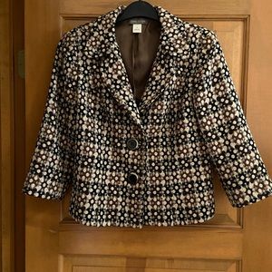 Sigrid Olsen 3/4 sleeved lined blazer with hexagon pattern EUC !